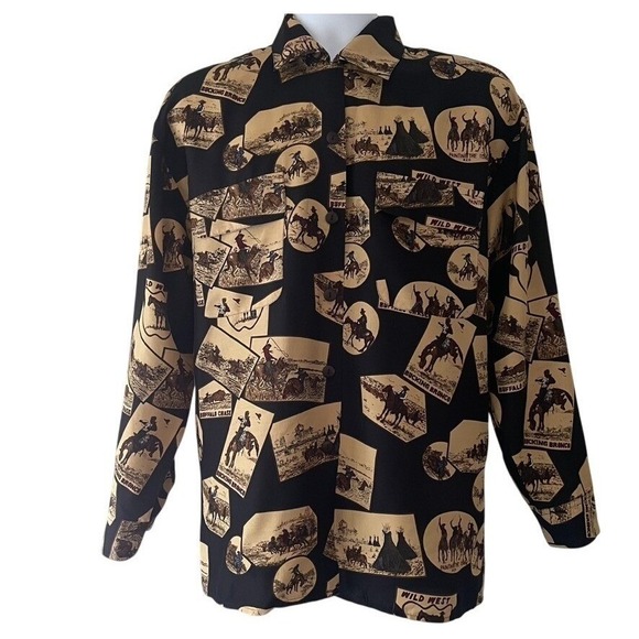 Kenneth Gordon Tops - Vintage Kenneth Gordon 100% Silk Western Novelty Blouse